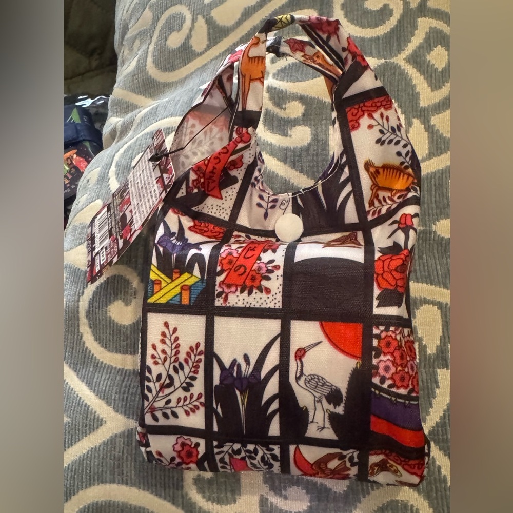Floral Hanafuda pattern Women's mini reusable Bag - Picture 2 of 3